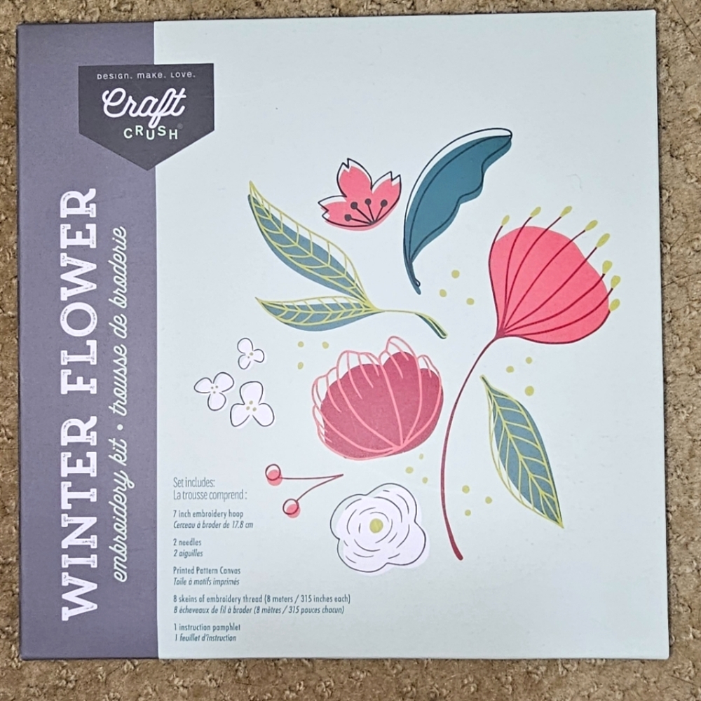 Fabfitfun Winter Flower Embroidery Kit Craft Crush